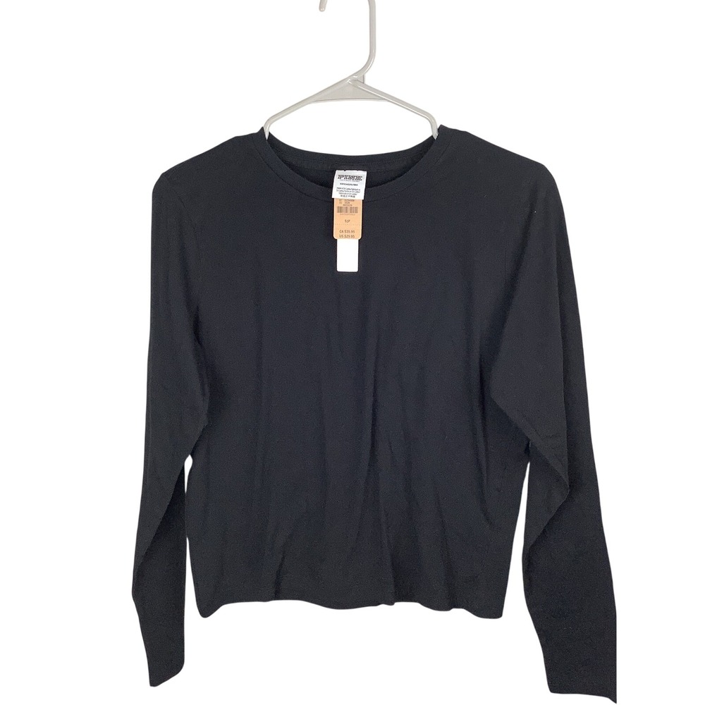 Victoria's Secret PINK Womens Black Long Sleeve Crewneck Tee Shirt NWT Size S